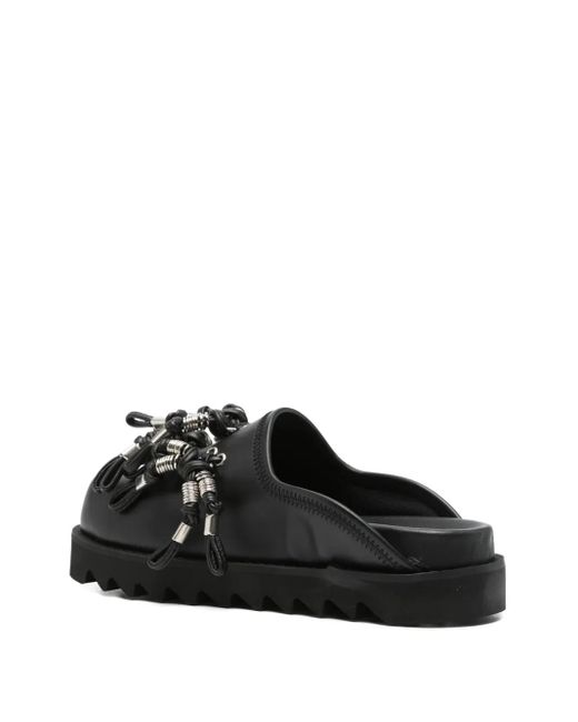 Toga Black Tassel-Embellished Leather Mules