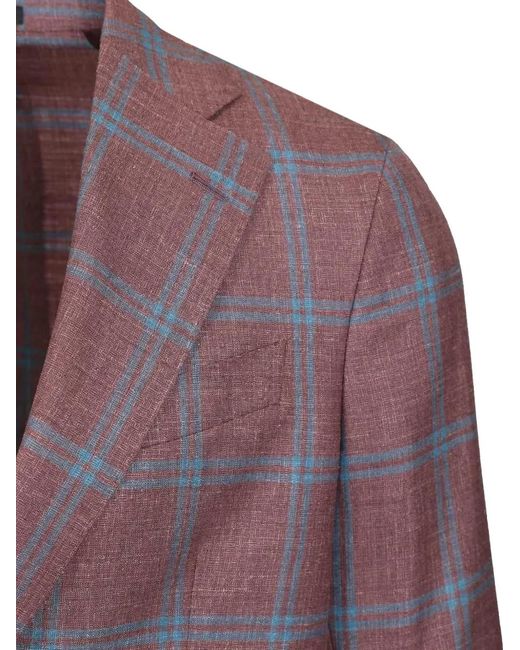 Al Duca D'aosta Purple Checked Single-Breasted Blazer for men