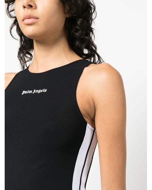 Palm Angels Black Logo-print Compression Tank Top