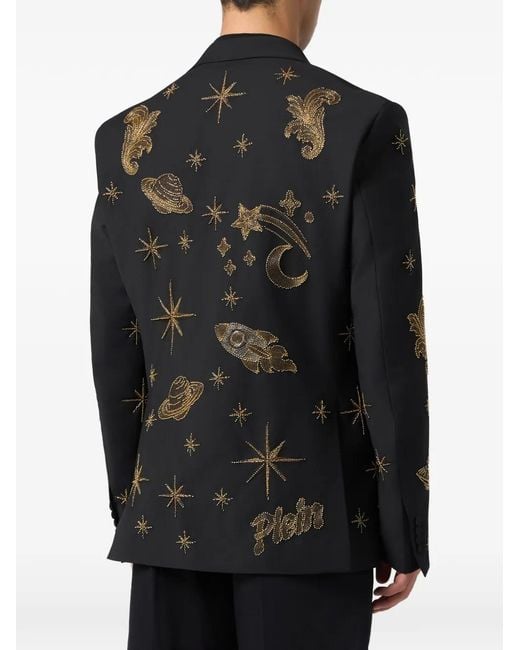 Philipp Plein Black Bead-Embellished Blazer for men