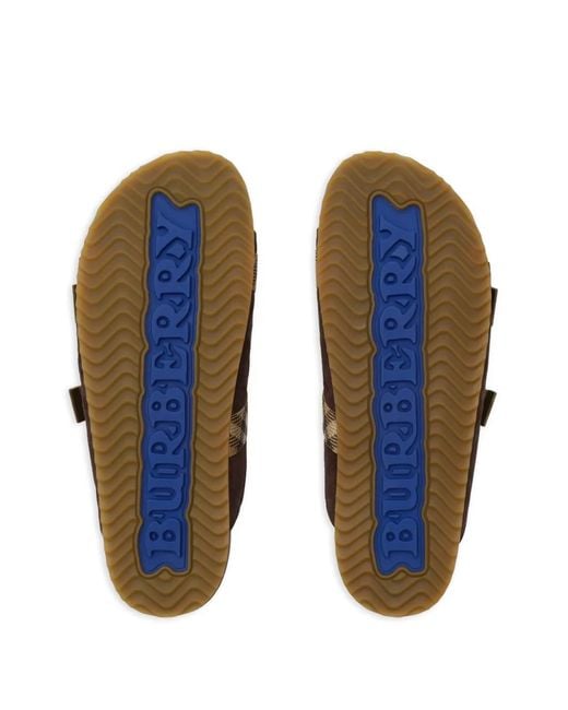 Burberry Brown Checked Suede Sandals for men