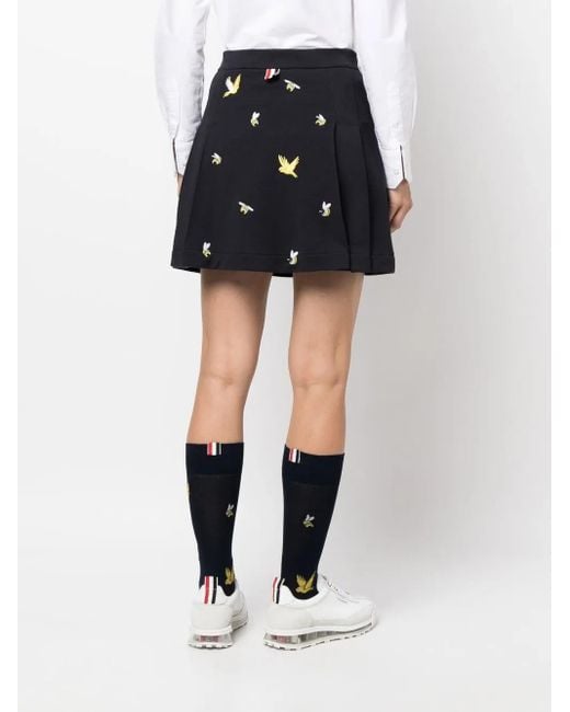 Thom Browne Black Embroidered A-Line Skirt