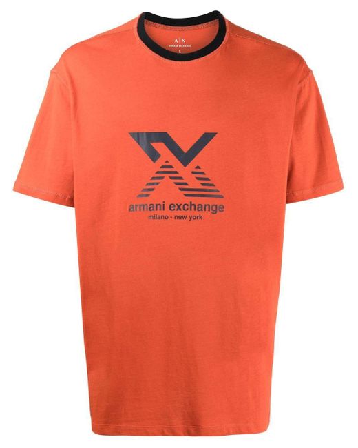 Armani Exchange Logoprint Cotton Tshirt in Orange for Men Lyst