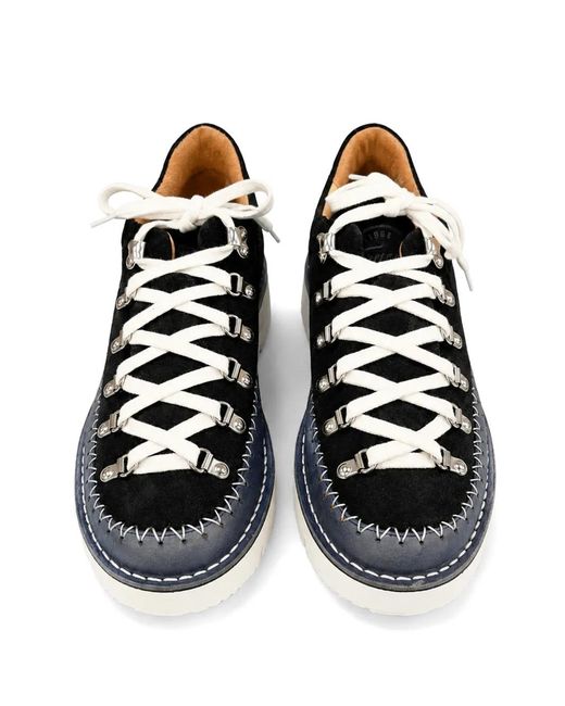 Fracap Black Contrast-Stitch Lace-Up Boots for men