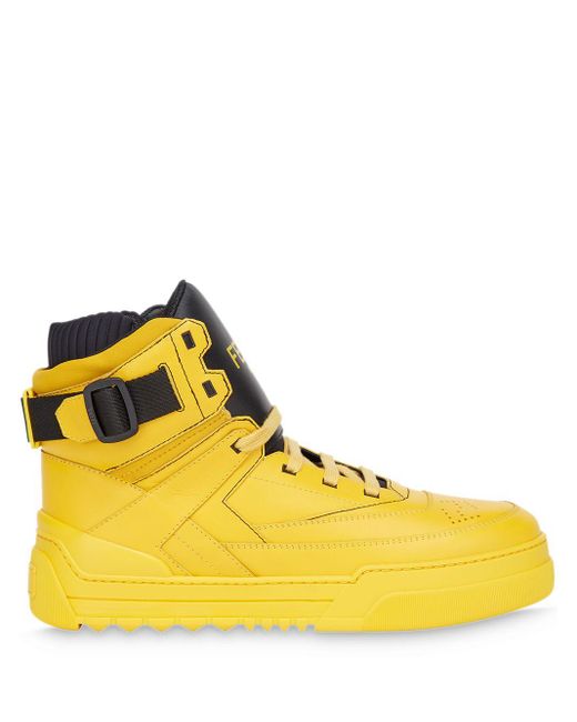 Fendi Yellow Logo High-top Sneakers for men