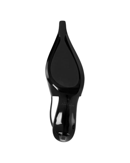 POTAMY Black Pointed Buckle Leather Pumps