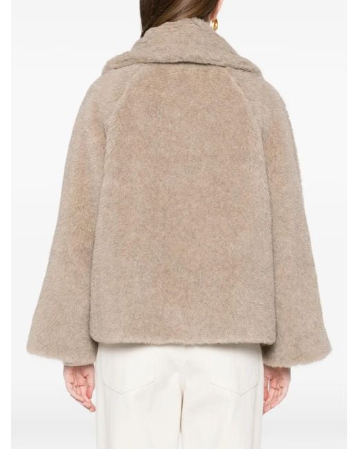 Wide Lapel Double-Breasted Short Coat Max Mara en coloris Natural