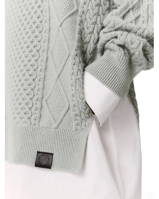 Stella McCartney Gray Cable-Knit Side-Slit Mini Dress