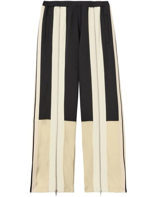 Palm Angels Black Striped Trousers With Zip