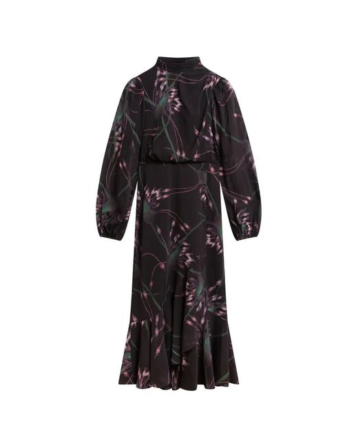 Ted Baker Black Tillas Tie-Neck Midi Dress