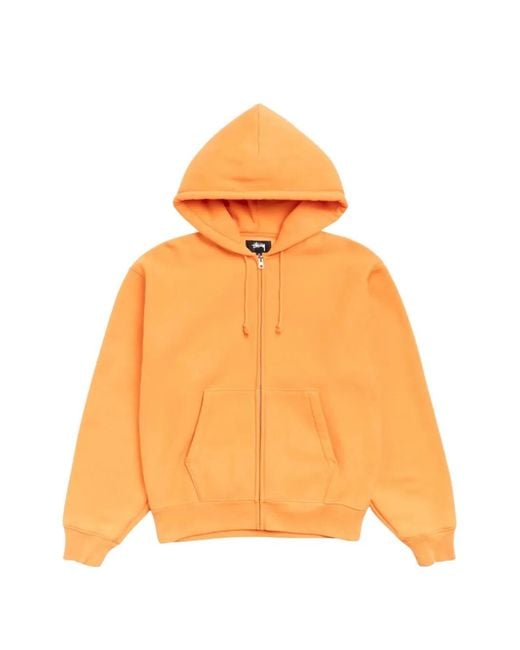 Stussy Orange Graphic-Print Zip-Up Hoodie