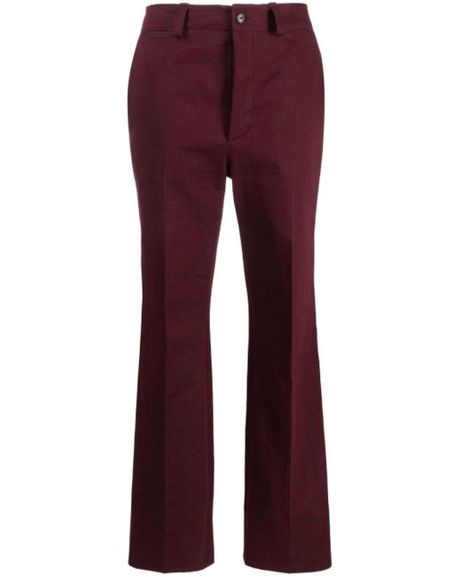 Saint Laurent Red Straight-leg Cotton Trousers