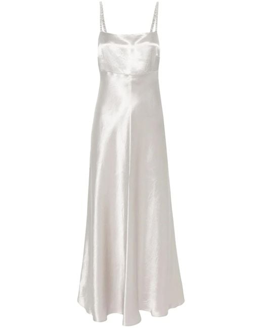 Max Mara White Dart-Detail Satin Dress