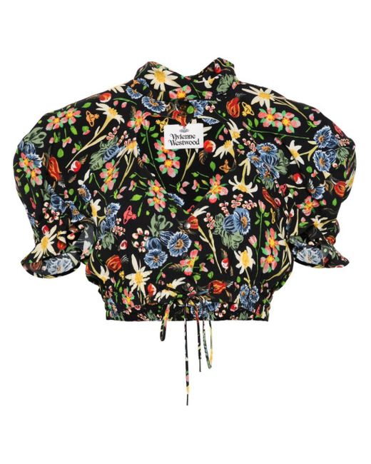 Blusa corta con motivo floral Vivienne Westwood de color Green