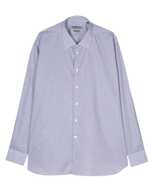 Corneliani Purple Striped Poplin Shirt for men