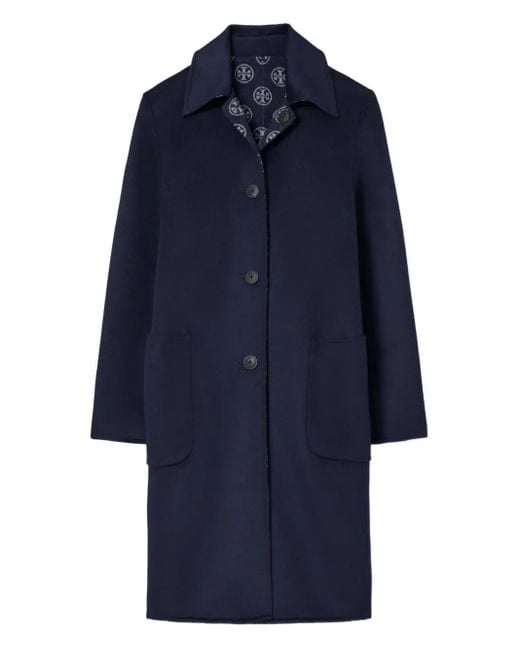 Abrigo con monograma en jacquard Tory Burch de color Blue