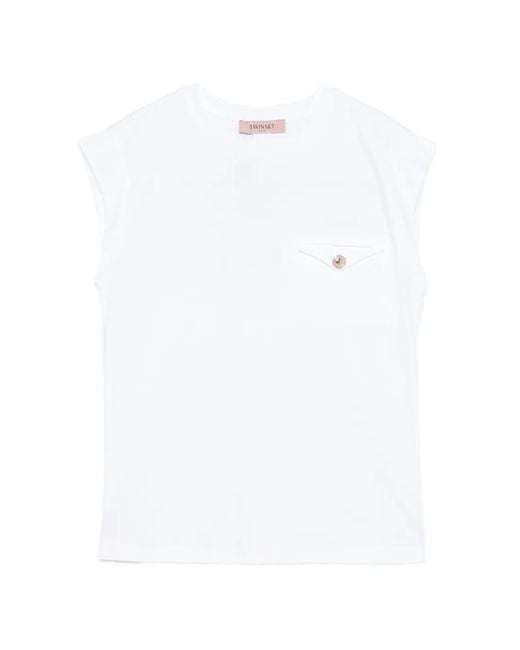 Twinset White Cotton T-Shirt