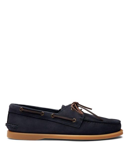 Scarosso Blue Morgan Leather Boat Shoes for men