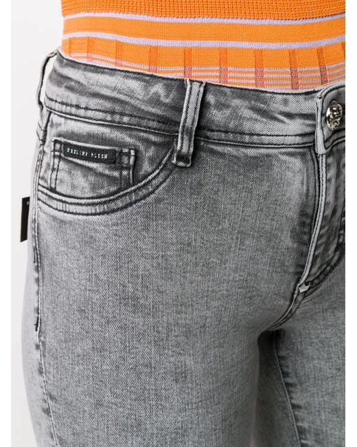 Philipp Plein Gray Acid-Wash Skinny Jeggings