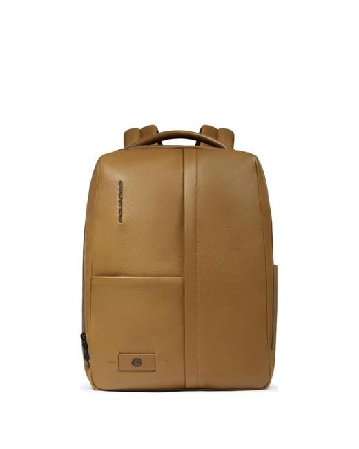 Piquadro Natural Grained Leather Backpack for men