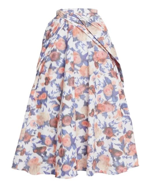 Falda larga con estampado floral Erdem de color White