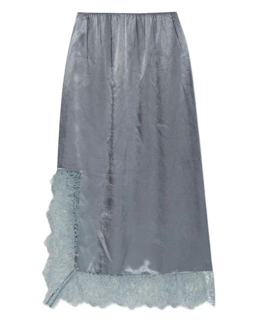 Munthe Gray Ravn Lace-Trim Midi Skirt