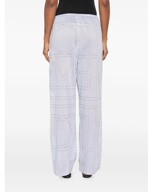 Totême White Elasticated-Waistband Trousers