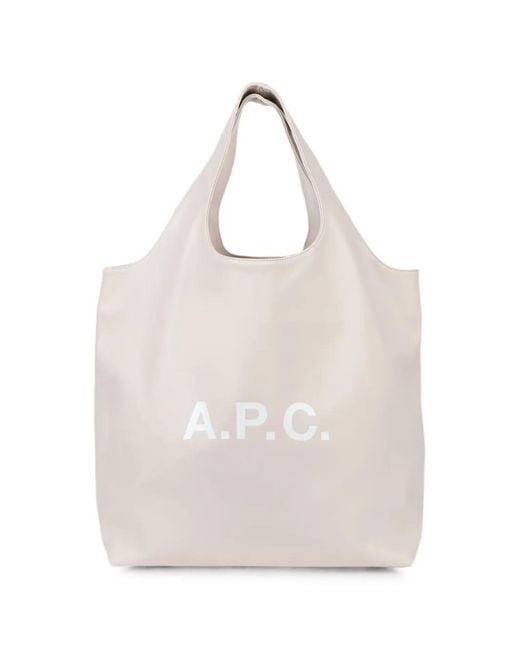 A.P.C. White Ninon Logo-Print Tote Bag