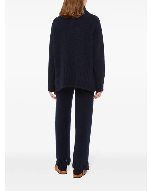 Alanui Blue Logo-Plaque Knitted Jumper