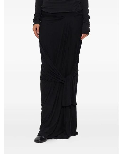 Entire studios Black Draped Knot-Detail Skirt