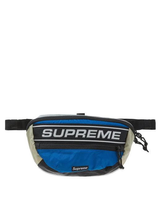 Supreme Blue Logo-Print Panelled Belt Bag for men