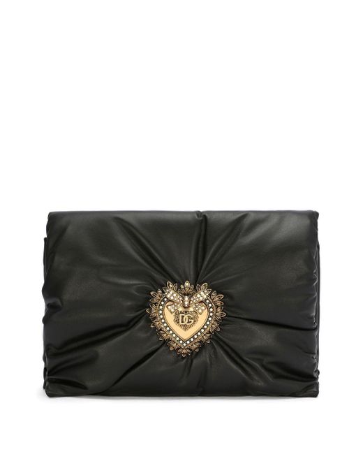 Dolce & Gabbana Black Medium Devotion Soft Clutch