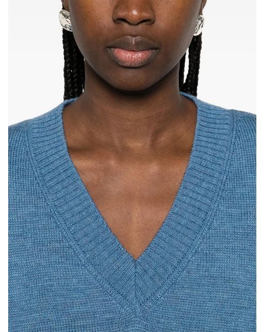 Rohe Blue V-Neck Long-Sleeve Sweater