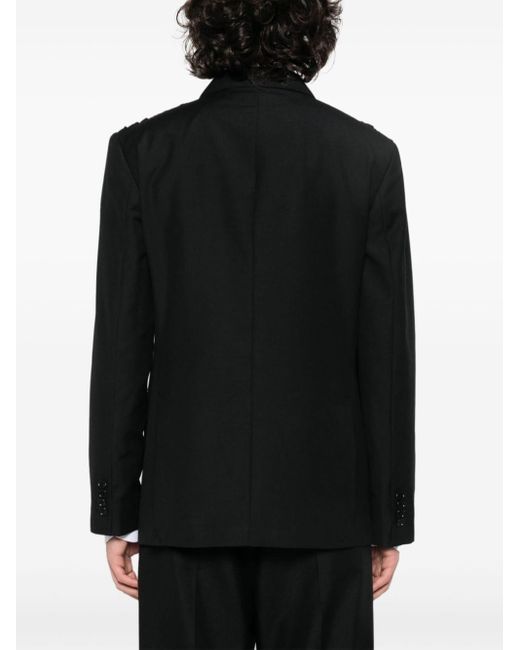 Simone Rocha Black Ruched Double-breasted Blazer for men