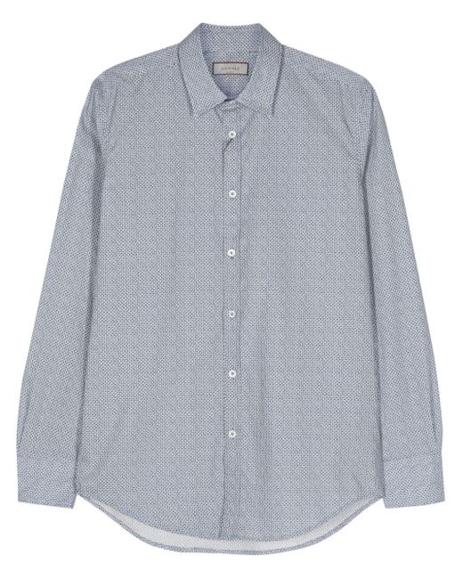 Canali Blue Graphic-print Cotton Shirt for men