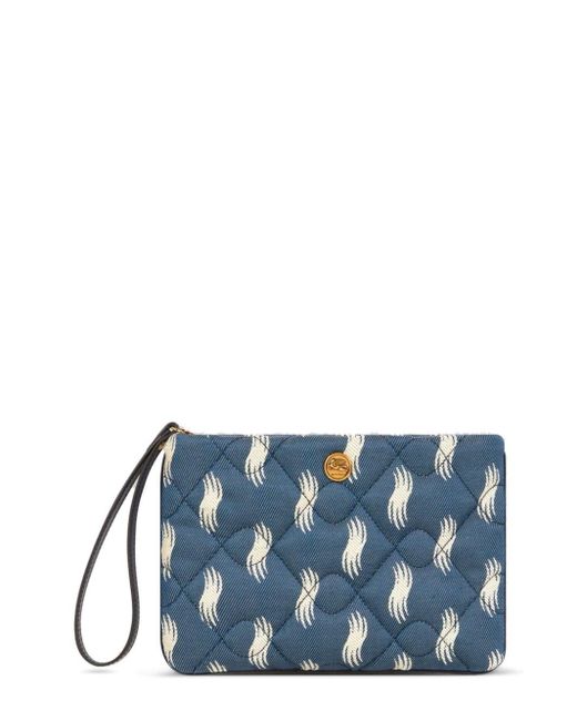 Etro Blue Jacquard Quilted Pouch