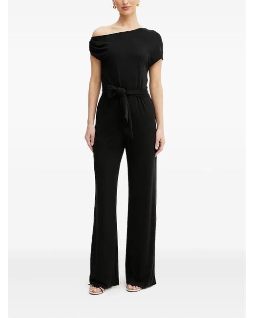 Guess Black Off-Shoulder Belted Jumpsuit