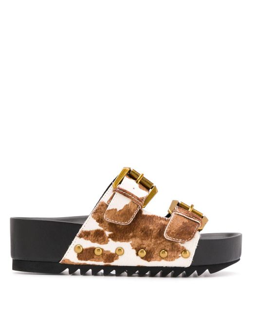 Kurt Geiger White Deven Cow Hair Sandals