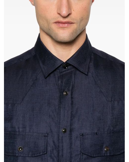 メンズ Brioni スラブシャツ Blue