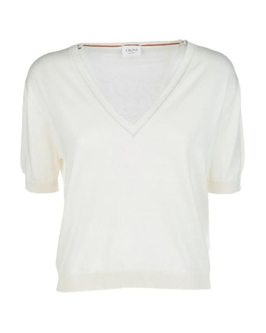 Cruna Vネック ニットトップ White