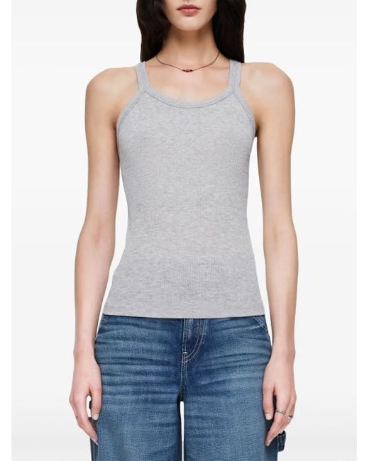 Re/done Gray Ribbed Knit Tank Top