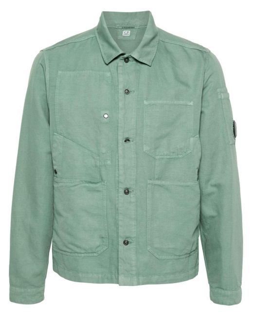 C P Company Green Lens-detail Long-sleeve Shirt for men