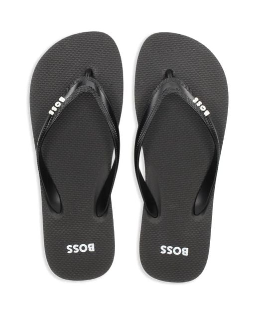 Boss Black Italian-Made Flip-Flops With Contrast Logo Detail for men