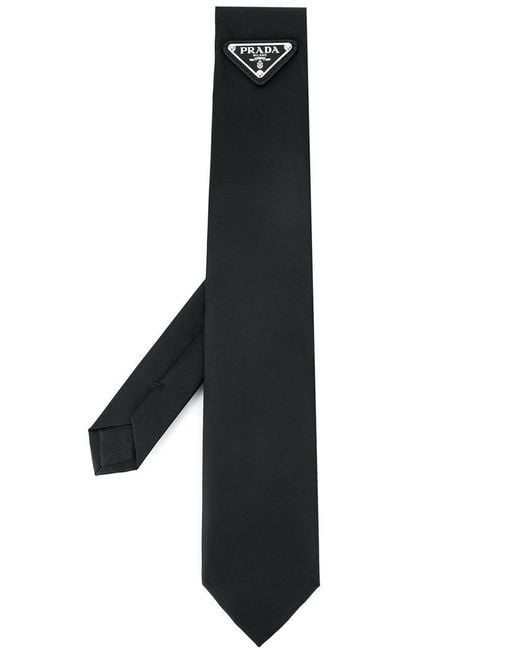 Prada Black Logo Plaque Tie for men