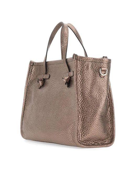 MARCELLA CLUB Brown Large Miss Marcella32 Grained Leather Tote Bag