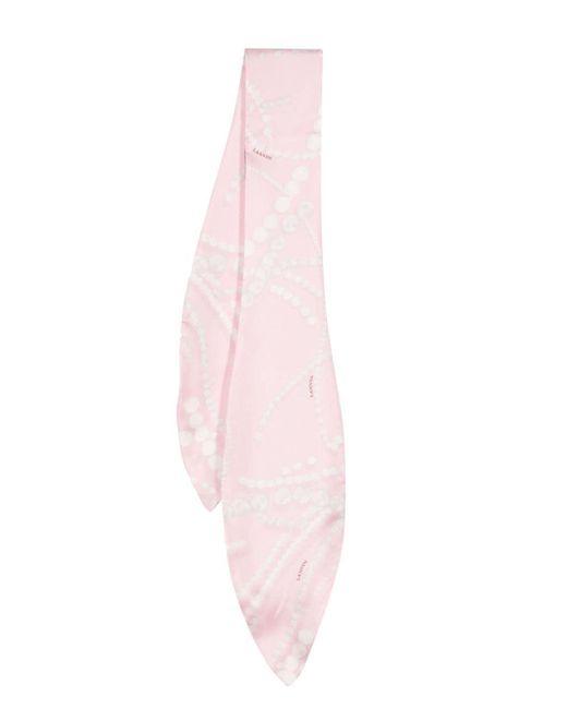 Lanvin Pink Pearl-print Silk Scarf