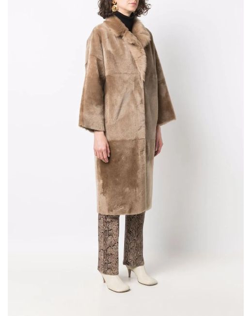 Liska Natural Reversible Single-Breasted Shearling Coat