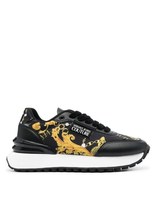 Versace Black Logo-patch Almond-toe Sneakers