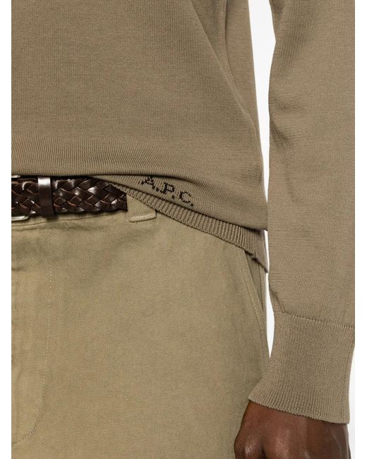 A.P.C. Natural Crewneck Embroidered Sweatshirt for men