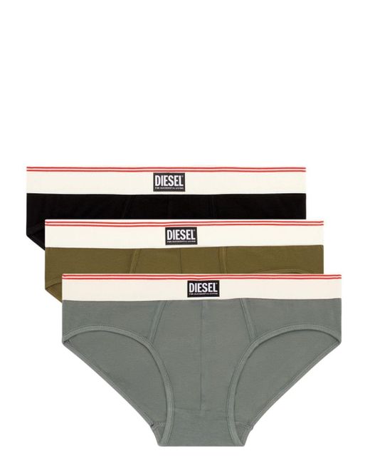 DIESEL Gray Andre Cotton Briefs (pack Of Three) for men